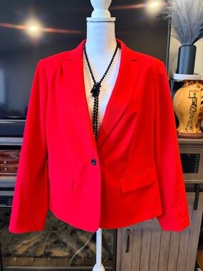 Calvin Klein Bright Red Single-Button Women's Blazer